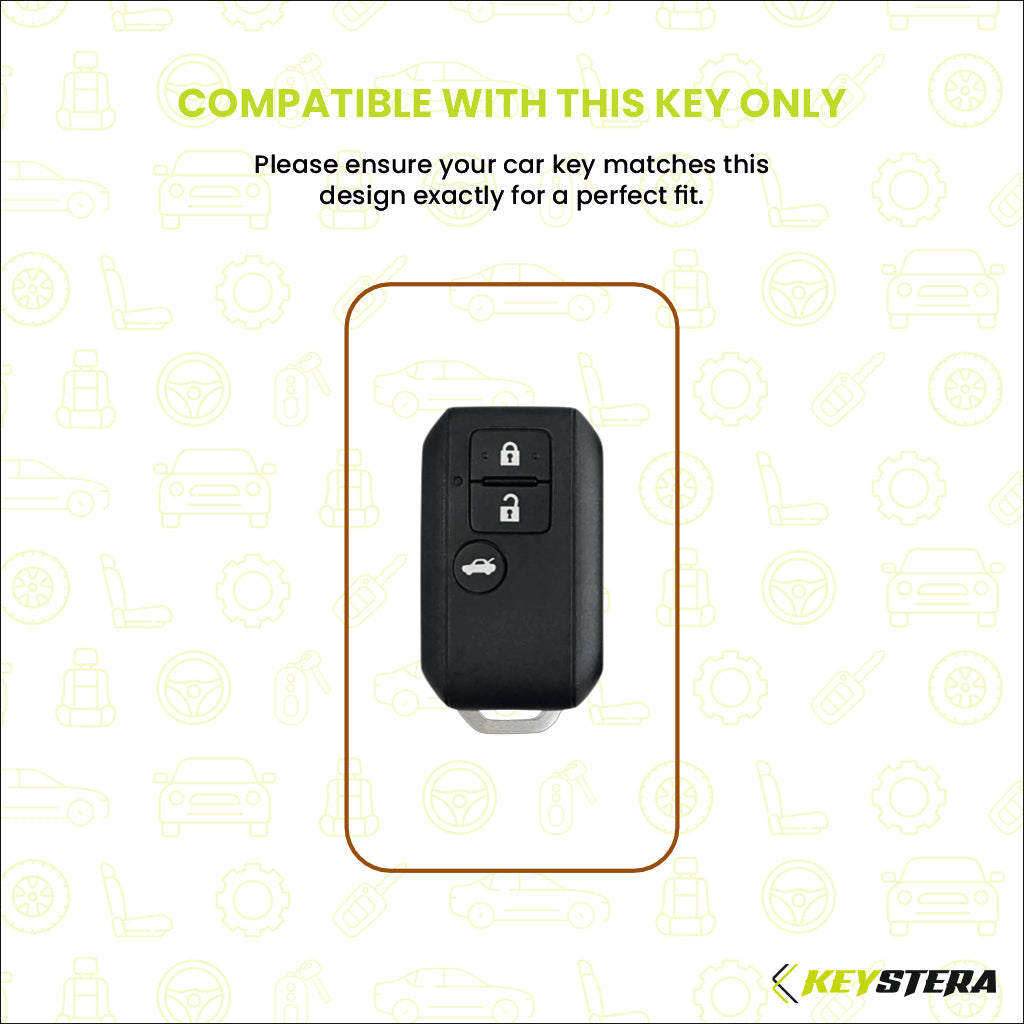 Metal Key Cover Compatible For Suzuki : Baleno, Swift, Ertiga, XL6, DZire, Fronx, Scross, Celerio, Ciaz, Brezza, Grand Vitara, Jimny, Ignis (3 Button Smart key)