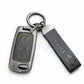 Metal Leather Black car Key Cover Compatible For Tata: Nexon, Harrier, Safari, Altroz, Punch, Tiago, Tigor, Zest, Bolt, Hexa