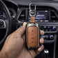 Metal Leather Brown Car Key Cover Compatible For Tata Sierra 2025, Curvv, Curvv EV (4 Button Smart Key)