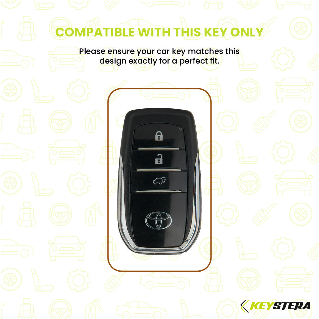 Metal Leather Brown Car Key Cover Compatible For Toyota: Innova Crysta, HyCross, Hilux, Fortuner, Legender, Land Cruiser, Camry (3 button smart key)